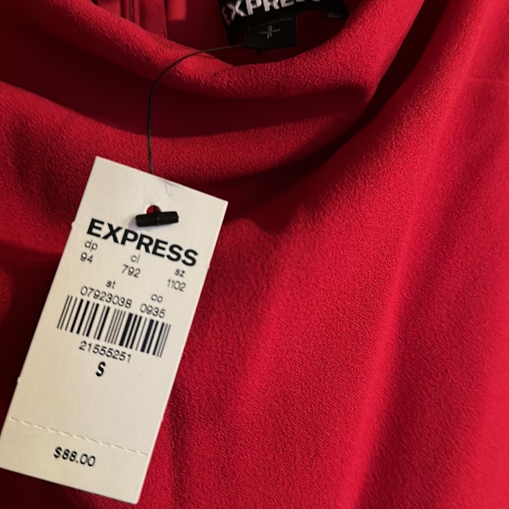 Express red flare leg jumpsuit.  Never worn, tags attached.  Originally 88.00 - Picture 3 of 3